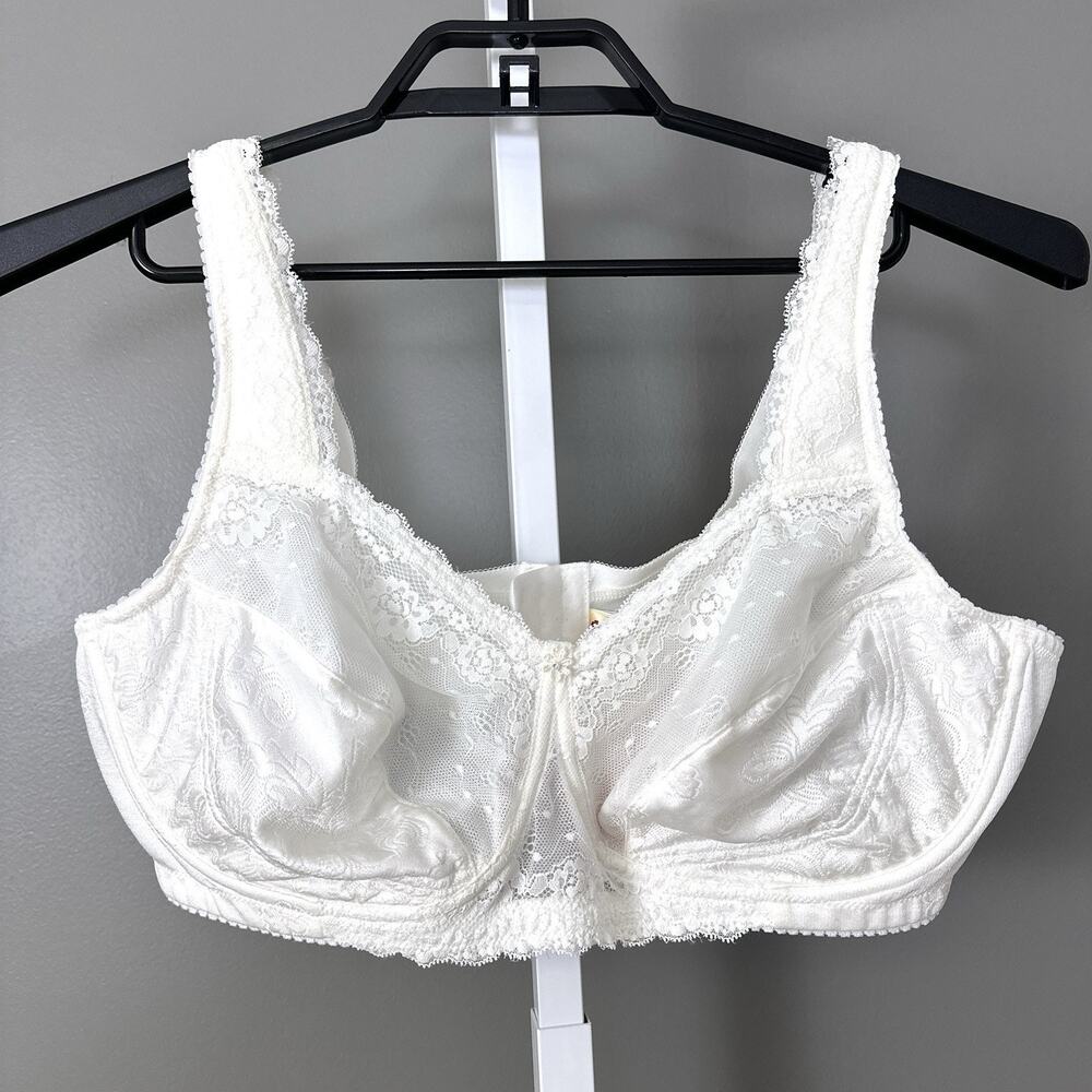 Comfort Choice Bra Womens 44C White Lace Soft Cup Side Wire Underwire NWT 0285